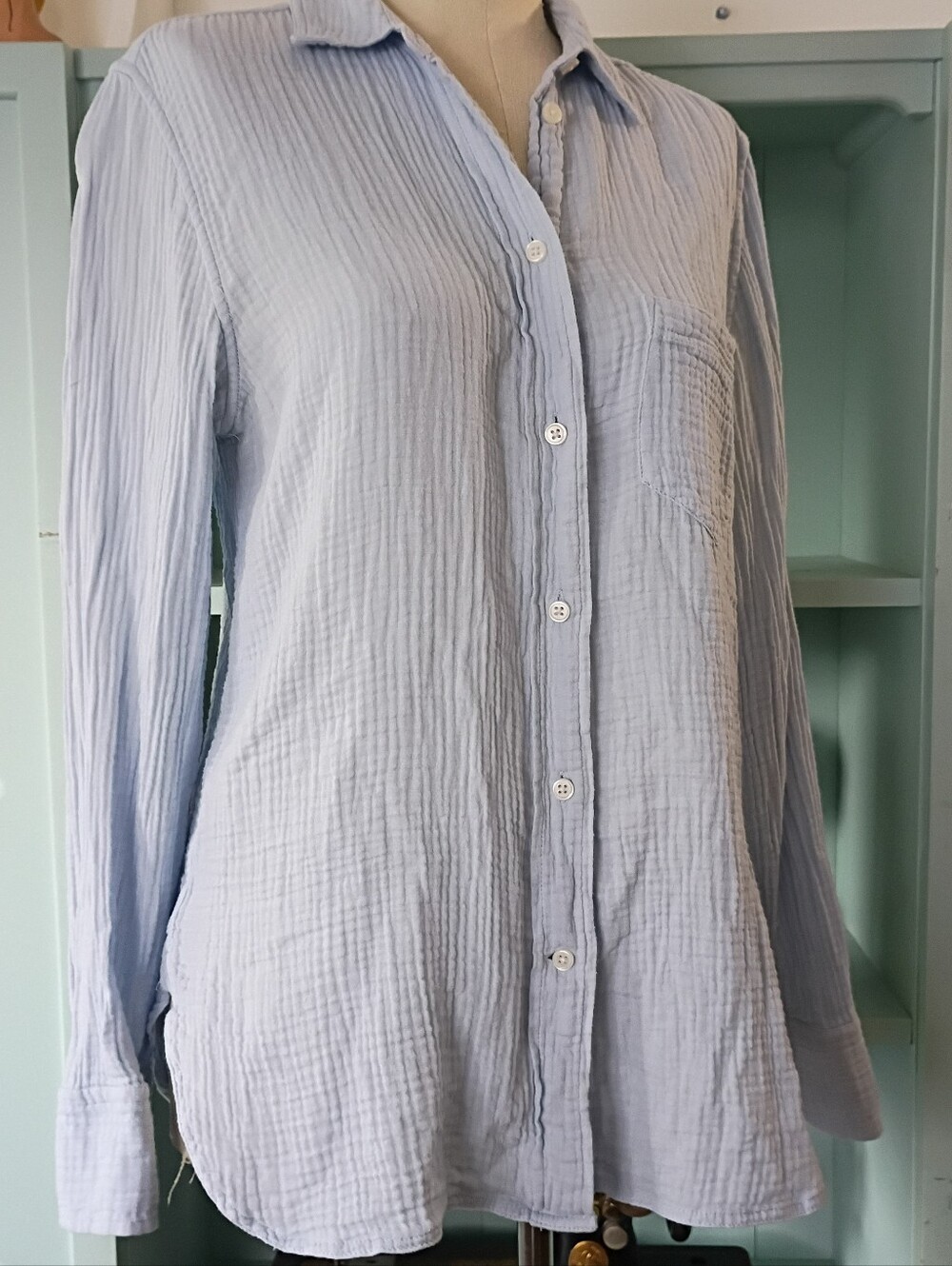 Women's Cotton Double Gauze Button Down Shirt